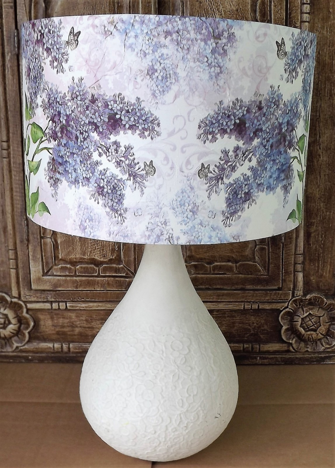 Floral Lampshade, lilac flowers,vintage shabby chic FREE GIFT eBay