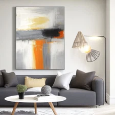 yellow Hand painted Abstract Oil Painting  Graffiti Painting Living Room