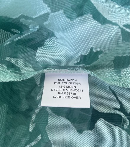 Elementz NWT Women's Size Large Shee Mint Green Lace Fabric Blouse Button Front - Picture 8 of 9