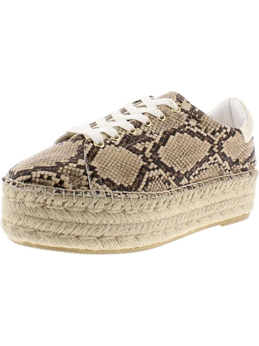 STEVE MADDEN Womens Beige Snake Print Parade Platform Athletic