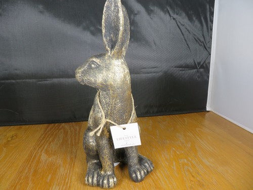 New The Lifestyle Edit Autumn Bronze Coloured Resin Sitting Hare Ornament - Picture 5 of 14