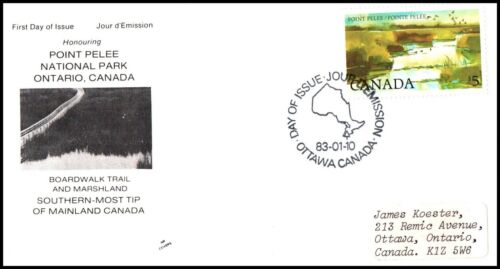Canadá FDC - 1983 - $5.00 Parque Nacional Point Pelee, Scott #937 cubierta sin precio base - Imagen 1 de 1