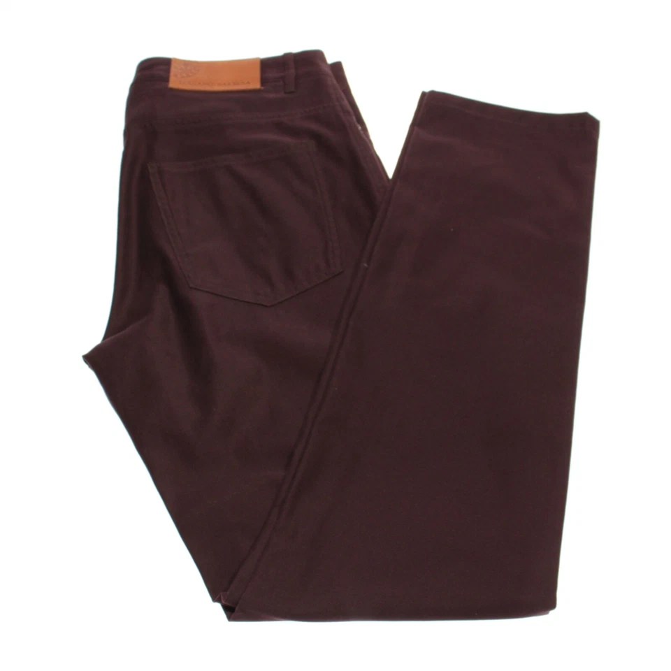 Pantalones Luciano Barbera NUEVOS CON ETIQUETAS 5 Bolsillos Corte Jean Talla 48 32 EE. UU. En Algodón Púrpura Sólido Foto 2 de 4