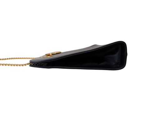 Salvatore Ferragamo Gancini Chain Shoulder Clutch Bag Leather Black Authentic - Picture 6 of 24