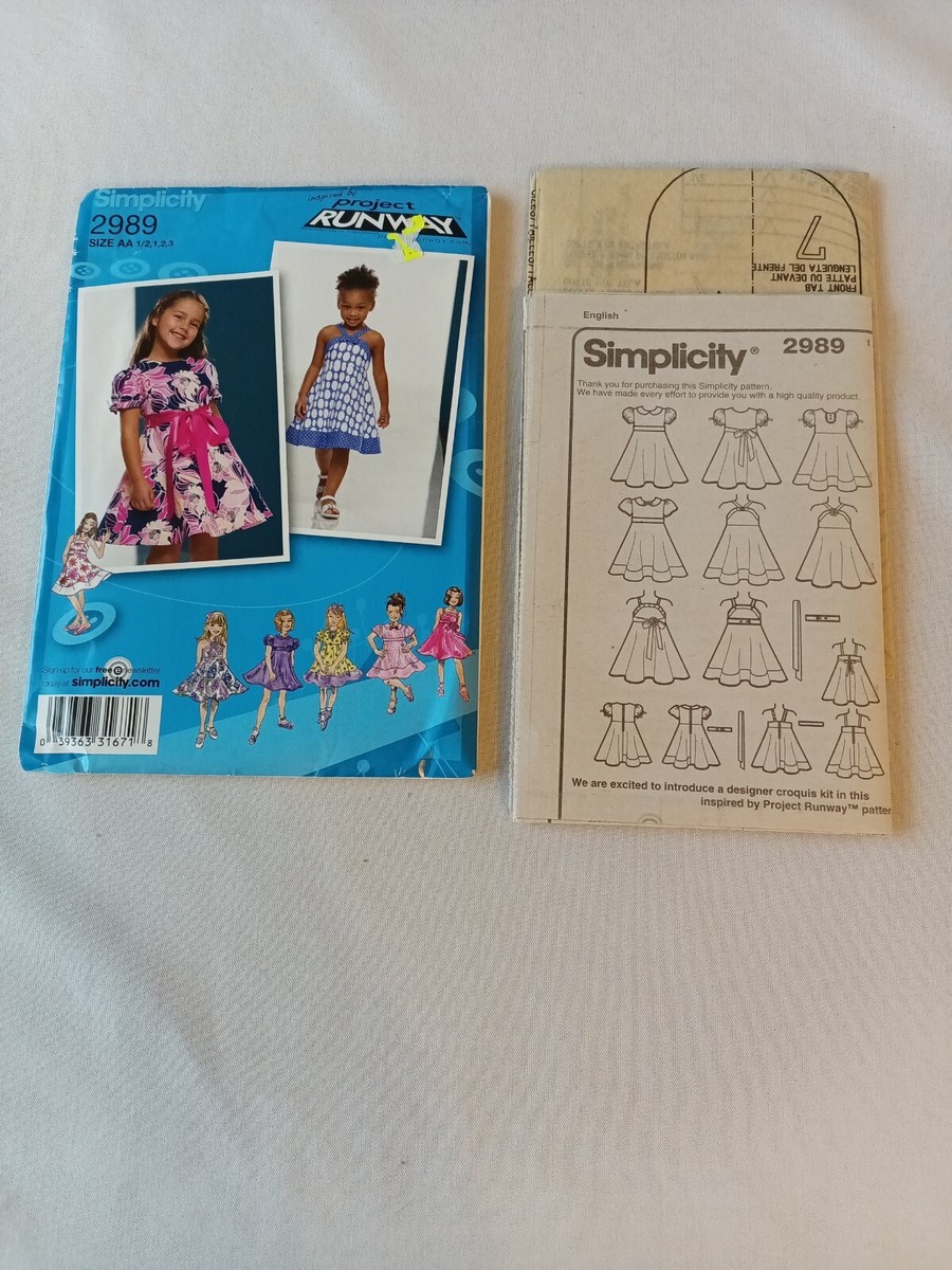 Simplicity 2989 Sewing Pattern Toddlers Dresses Bodice & Skirt New 6m.- 3T  Uncut | eBay