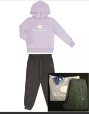 Champion Heritage Girls 2PC Hoodie Sweatshirt Jogger Set, Lilac/Grey Size 4