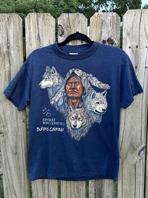 VTG Buford Colorado T-Shirt Medium Wolf Spiritual Dream Vacation Native American