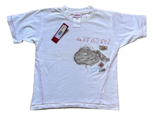 Catamini boy 5 108cm 100% cotton white T-shirt Sahara trekking France map island