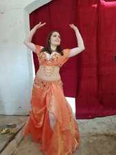 Déguisement de danse du ventre orange Eman Zaki, taille 12-14