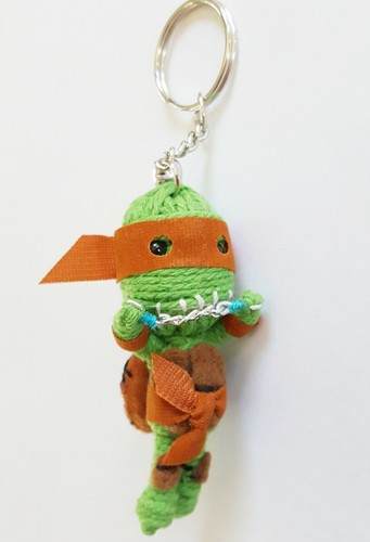 Keyring Teenage Mutant Ninja Turtle Voodoo String Doll Key Fob Orange Mikey Mike - Picture 5 of 9