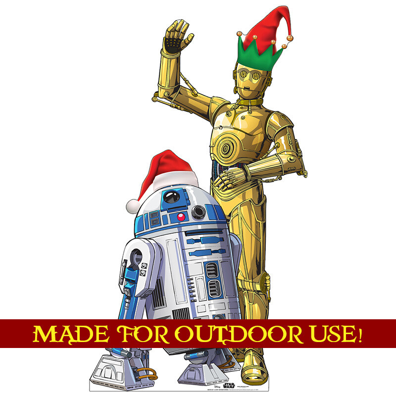 CHRISTMAS R2-D2 & C-3PO Plastic Outdoor YARD SIGN Star Wars