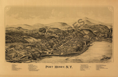 Panoramic Map of Port Henry NY 16x24