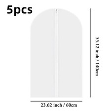 5 Pcs Garment Bag Travel Suit Dress Storage Clear Cover Full Zipper Coat Carrier
