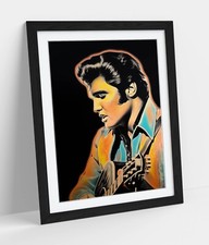 PORTRAIT OF ELVIS VINTAGE RETRO FRAMED WALL ART PICTURE POSTER PRINT DECOR