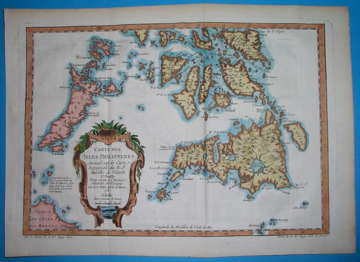 1752 ORIGINAL MARINE MAP PHILIPPINES SOUTHERN ISLANDS MINDANAO P