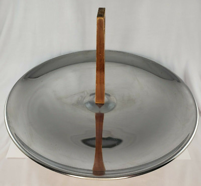 Kromex Mid Century Modern Serving Tray with Teak Wood Handle