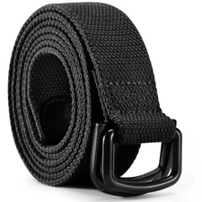 Plus Size Black Cotton Canvas Belt Big&Tall Men Soft Durable Fabric D Ring