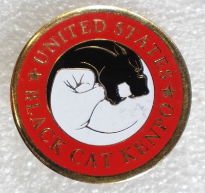 United States Black Cat Kenpo Pinback Button Martial Arts Karate Dojo approx 1''