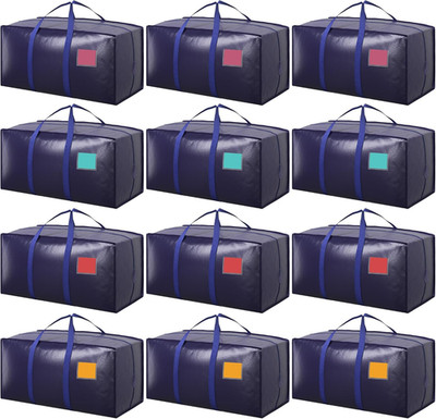 12 Pack Moving Bags with Full-Open Side Zipper, Extra Large 93L Heavy Duty Water