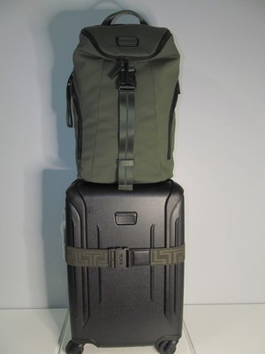 TUMI Vapor Expandable 2025 Carry On Spinner-Olive 17'' Laptop Backpack & Belt-NWT