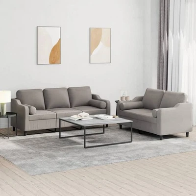 Ensemble de Canapés avec Coussins Sièges Salon Maison 2 pcs Crème Tissu vidaXL - Photo 1/4