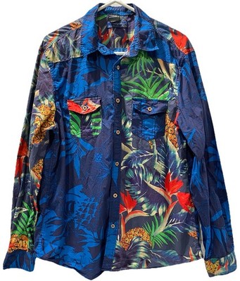 Desigual Multi Floral 100% Cotton Long Sleeve Button-Up Shirt Size XL