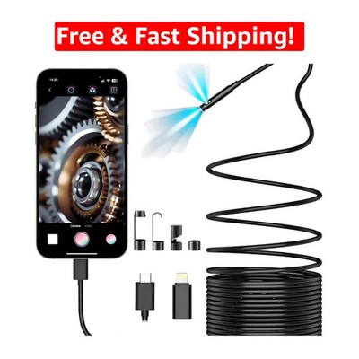 Waterproof USB Inspection Camera - 1920P HD with 8 LEDs and 16.5ft Cable