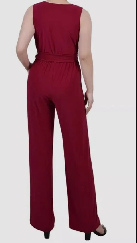 Nuevo cinturón mono de la colección NY para mujer talla grande Petite PL rojo sin mangas cuello en V Foto 2 de 2