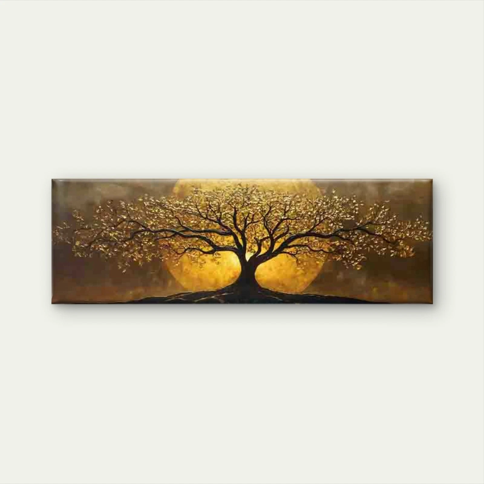 Panoramic Golden Moon And Tree Of Life Canvas Print Wall Art Home Decor