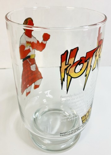 Tasse en verre à bière vintage années 80 Rowdy Roddy Piper HOT ROD WWE WWF lutte transparente - Photo 3/7