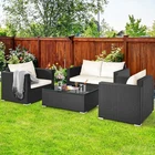 Costway 4PCS Patio Rattan Furniture Set Off White
