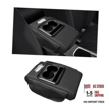 Car Center Console Armrest Pillow, Leather Arm Rest Cover Pad with Normal Black