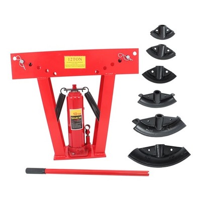 12T Pipe Bender Manual Hydraulic Piping Bending Exhaust Tube W/ 6 Dies (1/2''-2'')