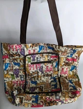 Colorful CATS Reusable Grocery Bag Zipper Foldable Wallet Heavy Duty 18" x 14"