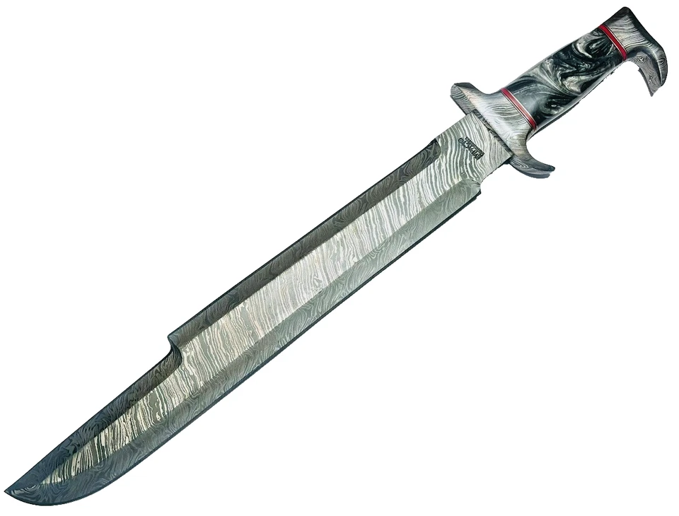 Cubiertos de impacto personalizados Damasco hoja cuchillo 21,5" espada machete cuchillos hechos a mano Foto 4 de 4