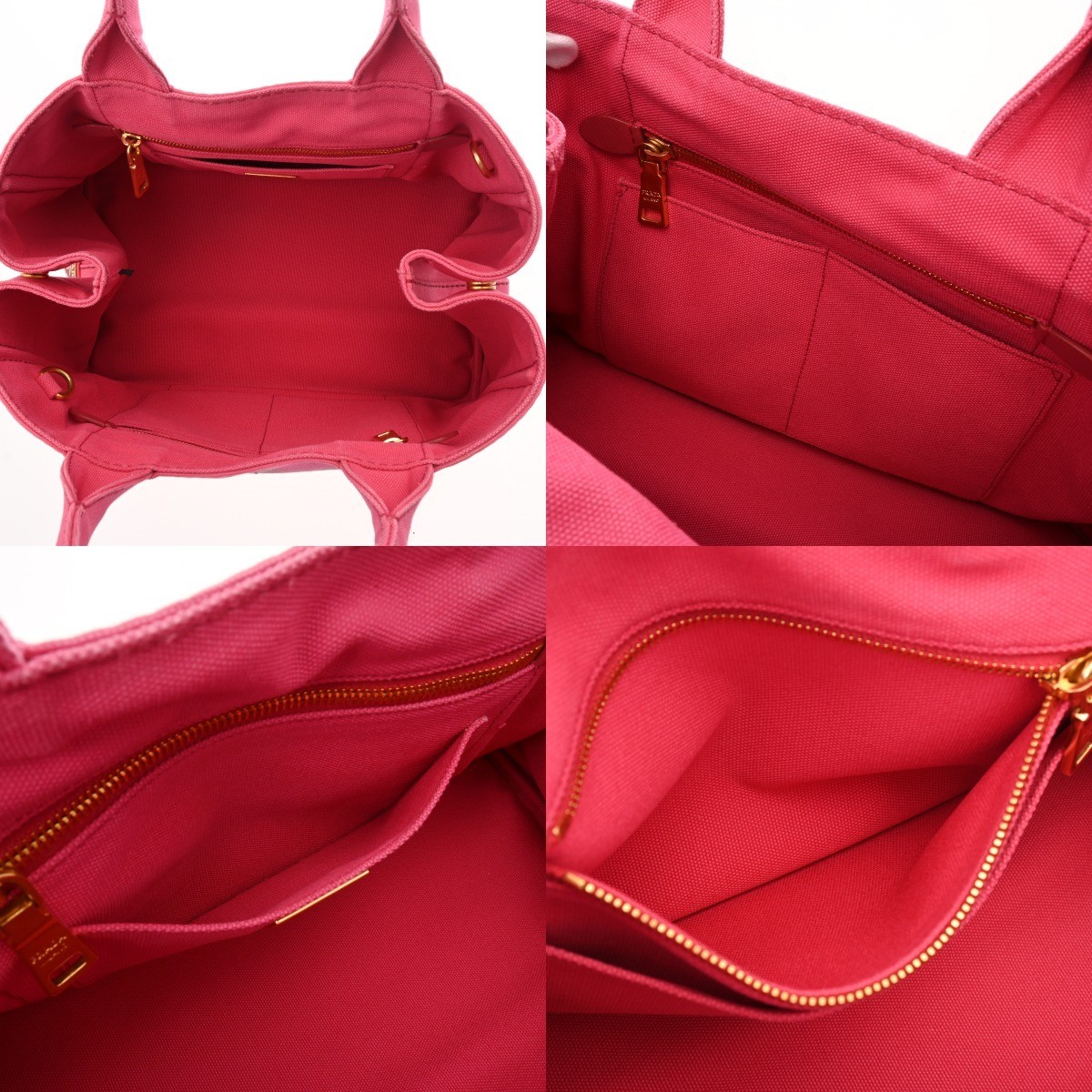 PRADA Canapa Large Tote Pink 1BG642 Ladies Canvas Handbag B Rank Used  from japa thumbnail 9
