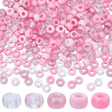 1000 Pcs Pink Plastic Pony Beads - 6x9mm Opaque Transparent Clear Craft Beads...