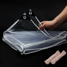 6'x8' 20 Mil Heavy Duty Clear Vinyl PVC Tarp,UV Resistant Glass Tarps Transpa...