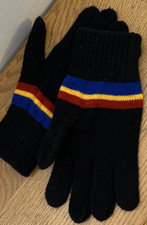 Vintage Eddie Bauer EBTEK GLOVES Striped Acrylic Made in USA Gaper Day Black