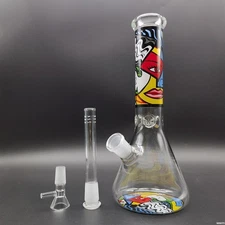 10" Oil Painting Water Pipe Smoking Glass Bong Hand Hookah Percolator Bong