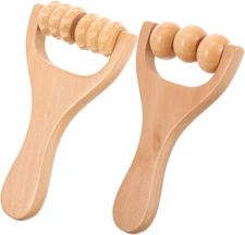 Wooden Massage Roller 2pcs Handheld Full Body Ball Roller Ease Muscle Tension...