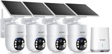 SOLIOM 5MP Wireless Outdoor Security Cameras 4-Cam Solar Pack Open Box #R025
