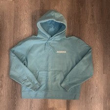 Jacquemus Le Sweatshirt Blue Hoodie Organic Cotton Boxy Fit Size L