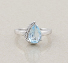 Sterling Silver Sky Blue Topaz CZ Ring Size 5 3/4
