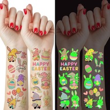 60 Pieces Easter Temporary Tattoos for Teens, Glow in The Dark Easter Basket ...