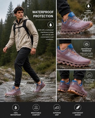 On Cloudvista Waterproof Zinc Grape Trainers. Size US Men s 10.5 #trailrunning