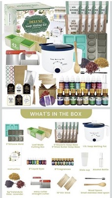 Deluxe Soap Making Kit Melt & Pour Glycerin Shea Butter Oils Dyes Tools