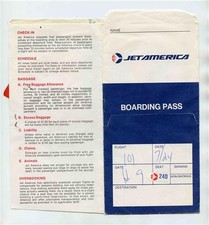 Jet America Ticket Jacket 1983 Passenger Ticket Baggage Tags Travel Agent Form