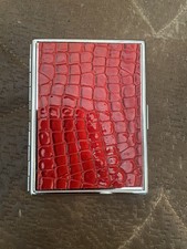 Red Faux Croc 1-clip Wallet Cigarette Case Business Credit Card Money Holder