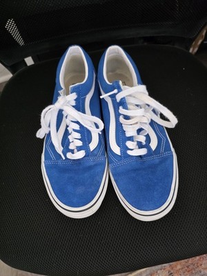 VANS Old Skool Blue/White Suede Low Top Lace-Up Sneakers Rubber Sole